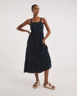 Jersey Broderie Tiered Cami Dress