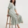 Crinkle Midi Empire Dress With Side Ties