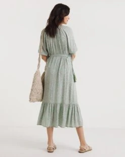 Crinkle Midi Empire Dress With Side Ties -JD Williams Shop y01wm276738w