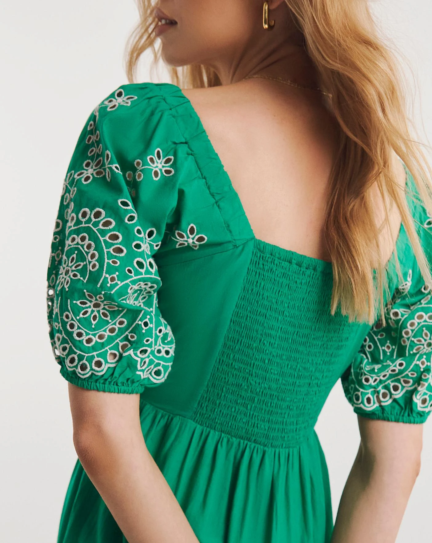 Broderie Tiered Dress With Puff Sleeves 3 Broderie Tiered Dress With Puff Sleeves - Image 3