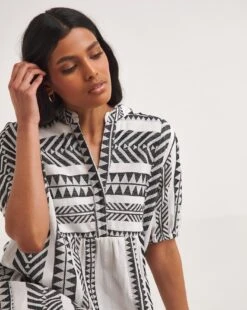 Cotton Jacquard Smock Dress -JD Williams Shop y01wm409736w