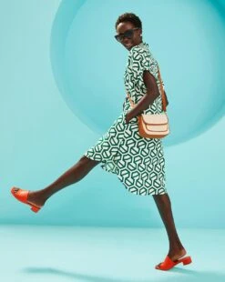 Linen Mix Shirt Dress With Pockets