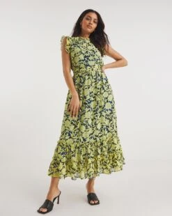 Sleeveless V-Neck Maxi Smock Dress