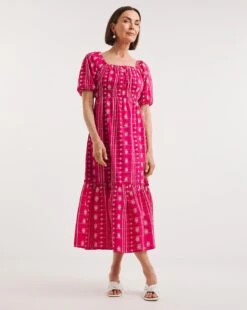 Contrast Broderie Tea Dress -JD Williams Shop y01wm483756w