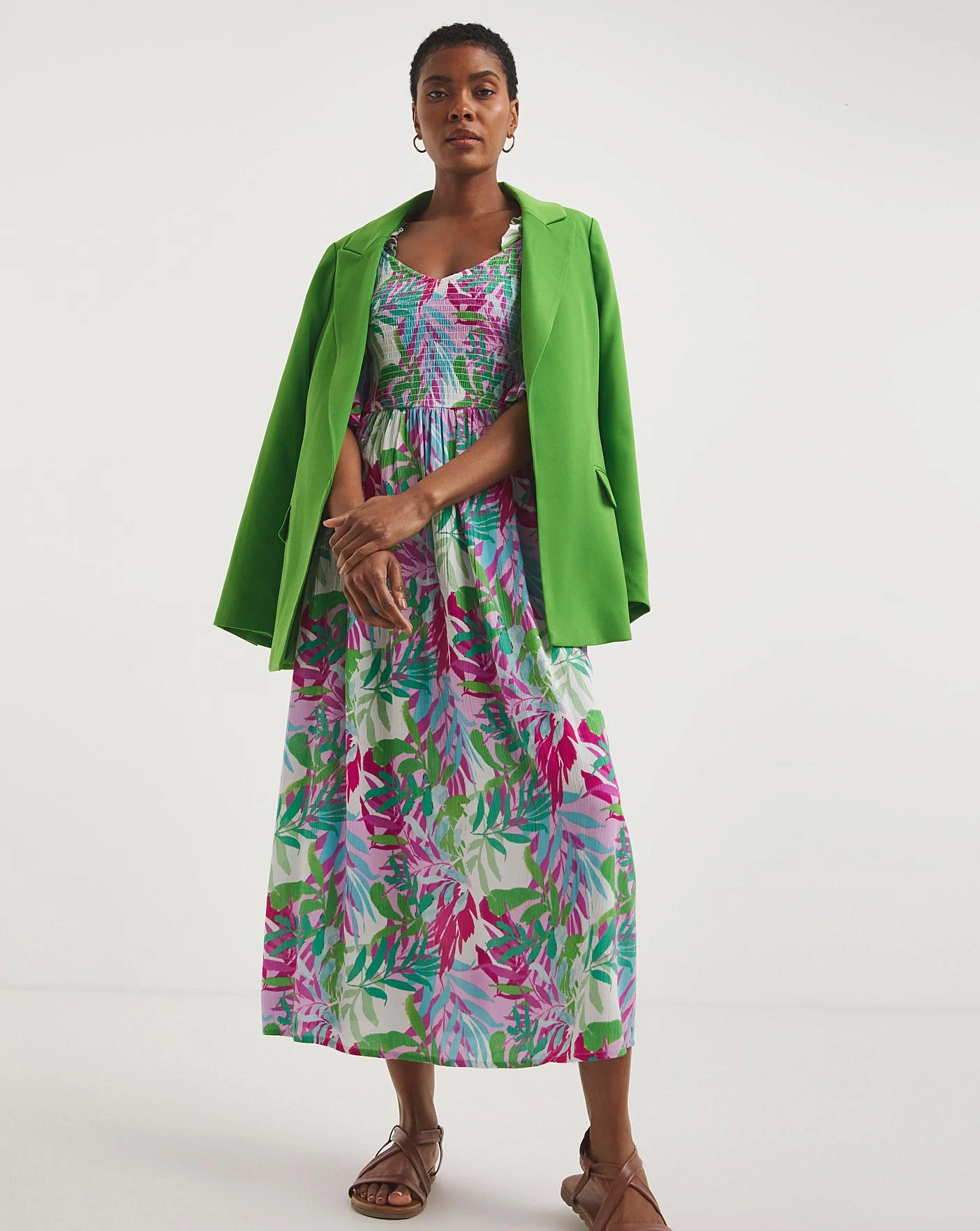 Shirred Bodice Dress With Puff Sleeve 2 Shirred Bodice Dress With Puff Sleeve - Image 2