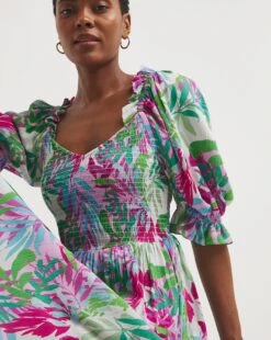 Shirred Bodice Dress With Puff Sleeve 7 Shirred Bodice Dress With Puff Sleeve -JD Williams Shop y01wm495747w