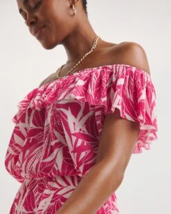 Summer Plisse Bardot Sun Dress -JD Williams Shop y01wm507746w