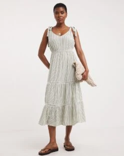 Striped Crinkle Viscose Cami Dress