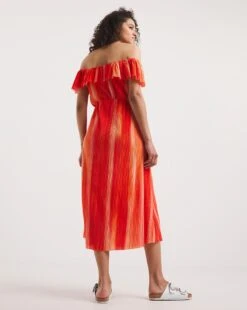 Summer Plisse Bardot Sun Dress -JD Williams Shop y01wm519748w