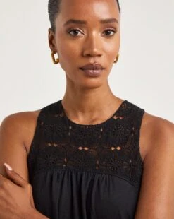 Crochet Trim Slub Trim Swing Dress -JD Williams Shop y01wm537705w