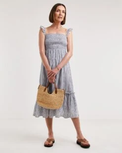 Stripe Broderie Cami Dress -JD Williams Shop y01wm544707w