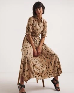 Tie Waisted Midi Shirt Dress