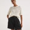 Natural Crochet Short Sleeve Tee