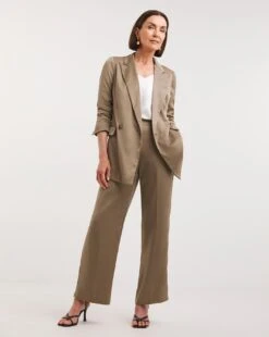 Truffle Satin Wide Leg Trousers