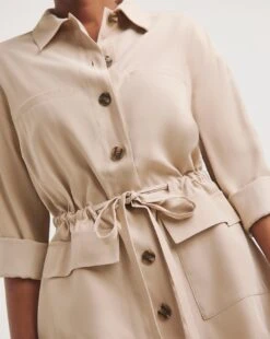 Stone Twill Tie Waist Overshirt -JD Williams Shop y01xl140722w