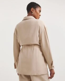 Stone Twill Tie Waist Overshirt -JD Williams Shop y01xl140723w