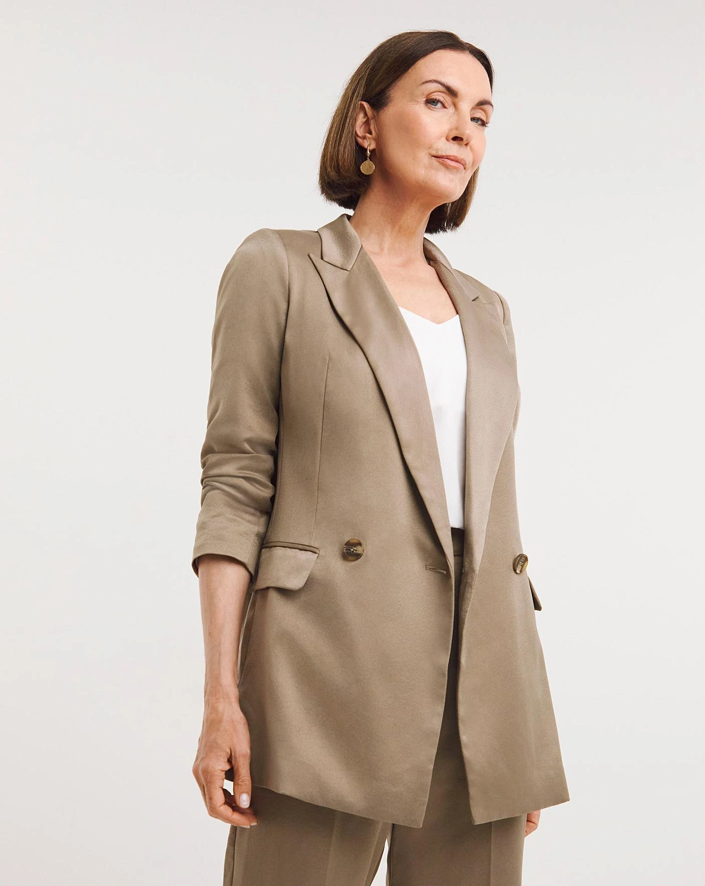 Truffle Satin Blazer 1 Truffle Satin Blazer