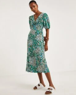 Twisted Front Midi Dress