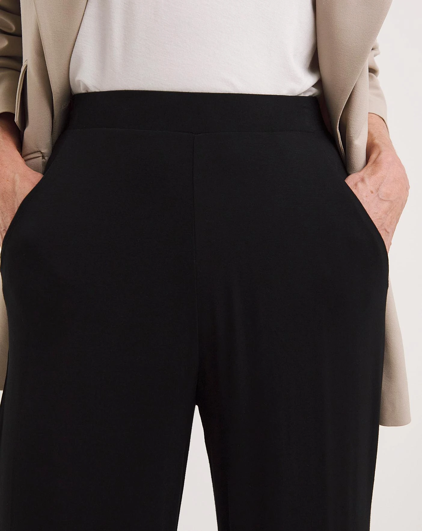 Black Stretch Jersey Wide Leg Trousers 3 Black Stretch Jersey Wide Leg Trousers - Image 3