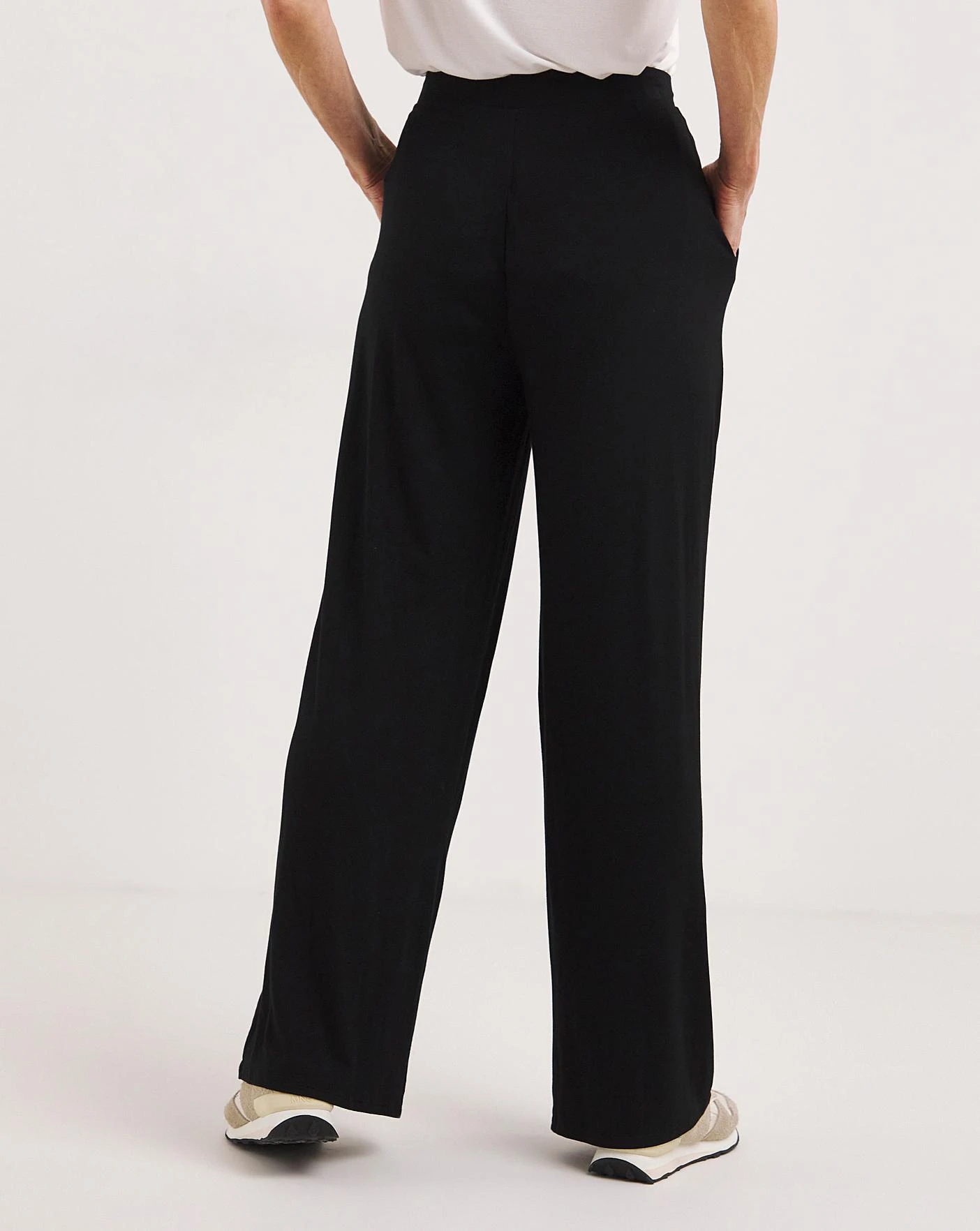 Black Stretch Jersey Wide Leg Trousers 4 Black Stretch Jersey Wide Leg Trousers - Image 4