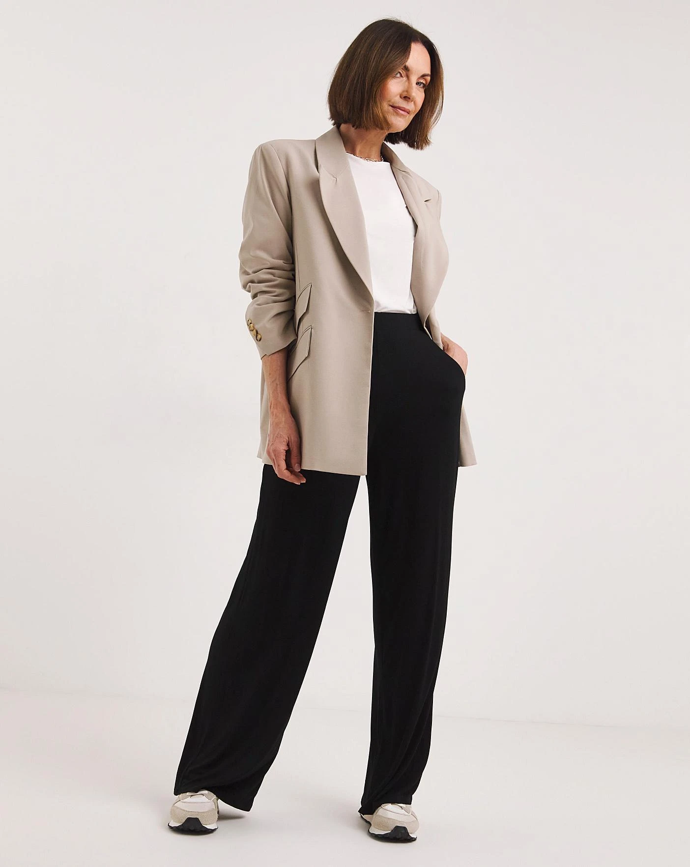Black Stretch Jersey Wide Leg Trousers 1 Black Stretch Jersey Wide Leg Trousers