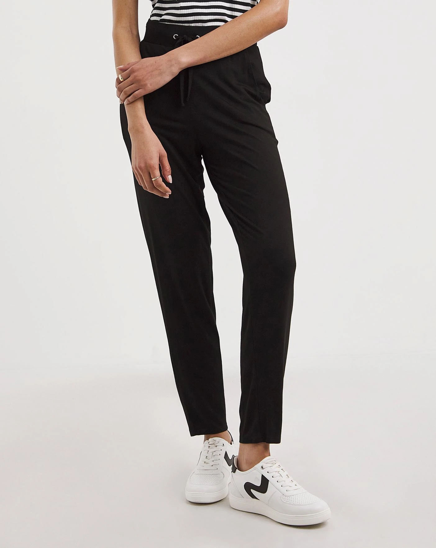 Black Tie Waist Jersey Tapered Trousers 3 Black Tie Waist Jersey Tapered Trousers - Image 3