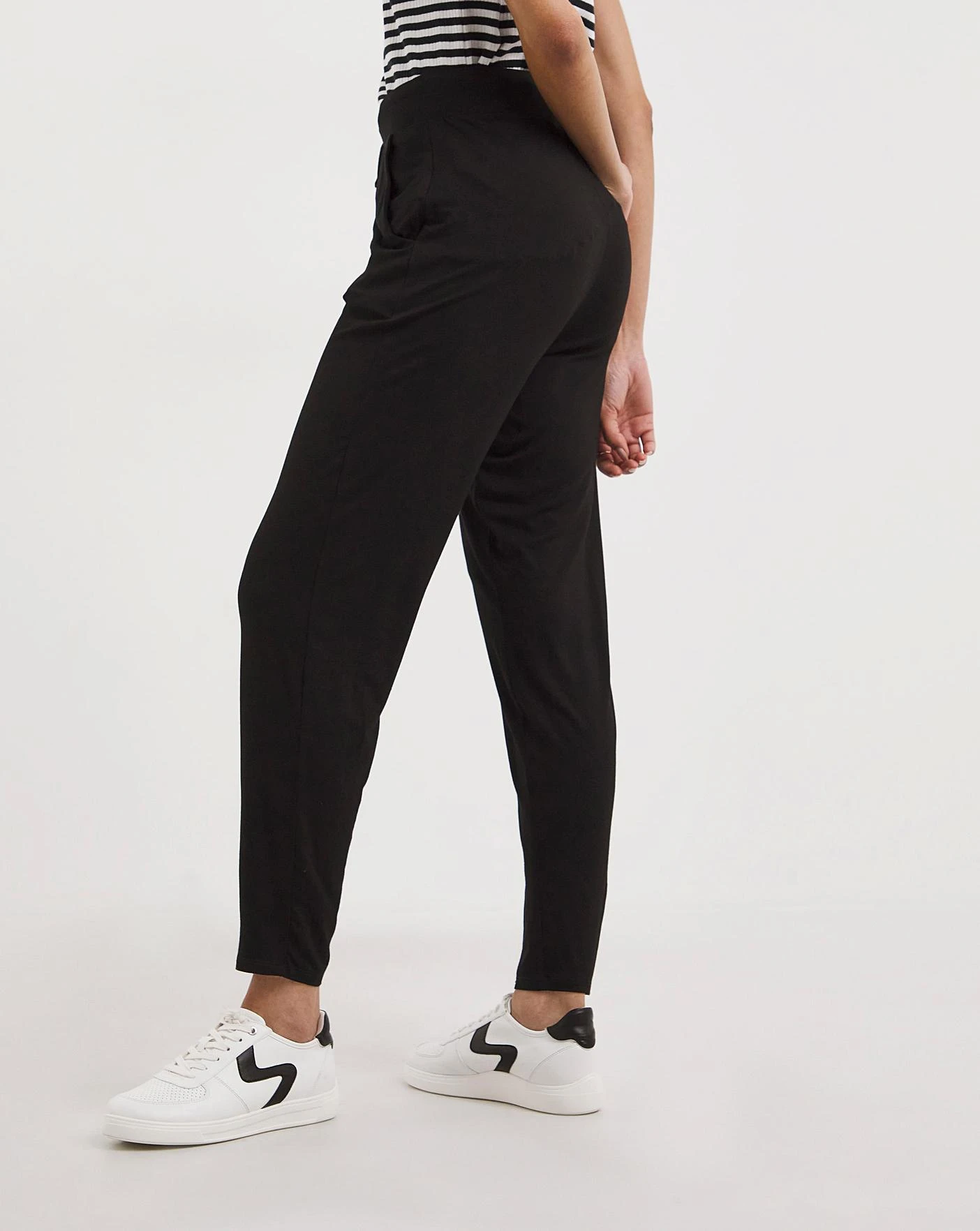 Black Tie Waist Jersey Tapered Trousers 2 Black Tie Waist Jersey Tapered Trousers - Image 2