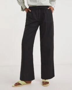 Black Linen Mix Straight Leg Trousers 7 Black Linen Mix Straight Leg Trousers -JD Williams Shop y01zh189746w