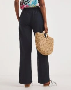 Navy Linen Mix Straight Leg Trousers 7 Navy Linen Mix Straight Leg Trousers -JD Williams Shop y01zh192748w