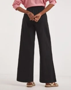 Black Linen Mix Wide Leg Trousers -JD Williams Shop y01zh210748w