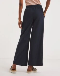 Navy Linen Mix Wide Leg Trousers -JD Williams Shop y01zh211748w