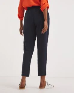 Navy Linen Mix Tapered Trousers 6 Navy Linen Mix Tapered Trousers -JD Williams Shop y01zh219748w