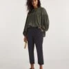 Navy Stretch Chino Cropped Trousers