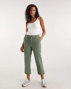 Khaki Stretch Chino Cropped Trousers