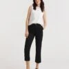 Black Stretch Chino Cropped Trousers