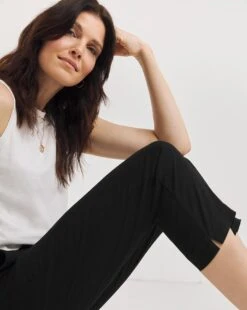 Black Stretch Chino Cropped Trousers -JD Williams Shop y01zh393731w