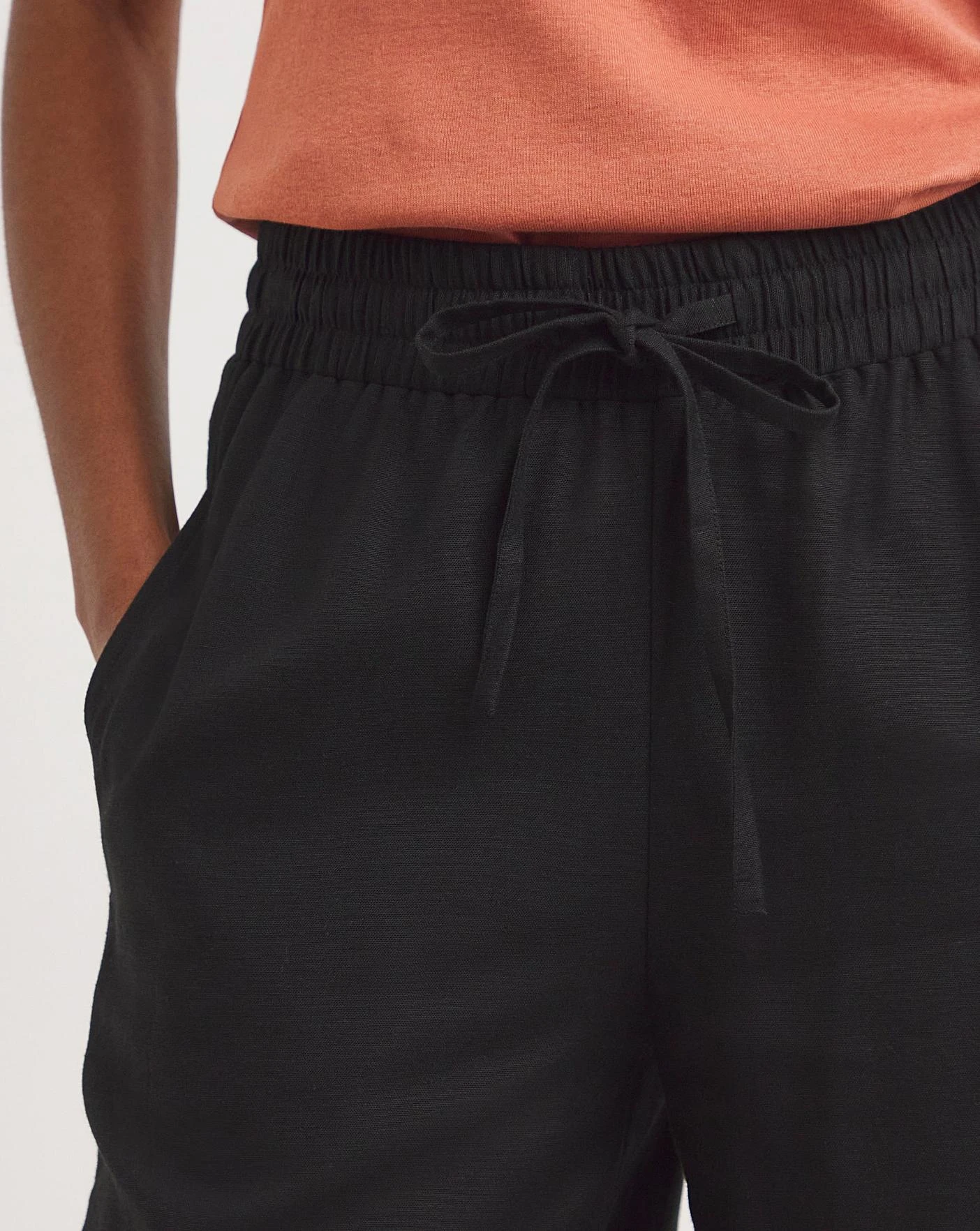 Black Linen Mix Wide Leg Culottes 2 Black Linen Mix Wide Leg Culottes - Image 2