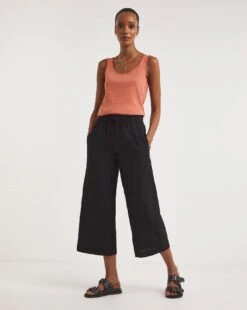 Black Linen Mix Wide Leg Culottes 7 Black Linen Mix Wide Leg Culottes -JD Williams Shop y01zh451804w