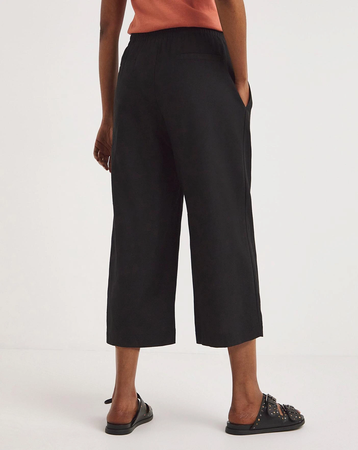 Black Linen Mix Wide Leg Culottes 1 Black Linen Mix Wide Leg Culottes