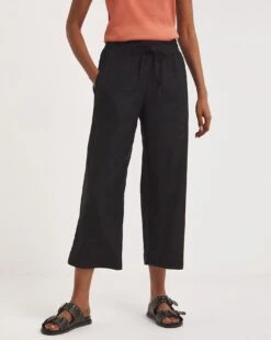 Black Linen Mix Wide Leg Culottes 6 Black Linen Mix Wide Leg Culottes -JD Williams Shop y01zh451806w