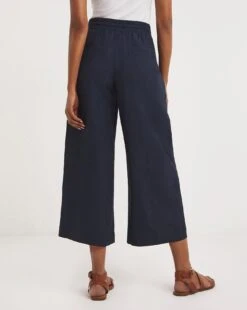 Navy Linen Mix Wide Leg Culottes -JD Williams Shop y01zh461806w