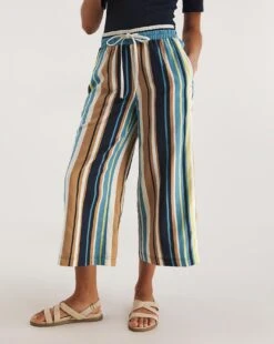 Stripe Linen Mix Wide Leg Culottes -JD Williams Shop y01zh482735w