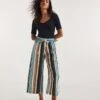 Stripe Linen Mix Wide Leg Culottes