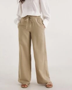 Truffle Linen Mix Wide Leg Trousers -JD Williams Shop y01zh916735w
