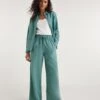 Misty Blue Linen Mix Wide Leg Trousers