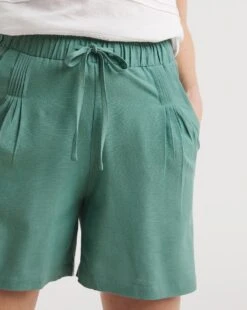 Misty Blue Linen Mix Pleat Detail Shorts -JD Williams Shop y01zh957720w