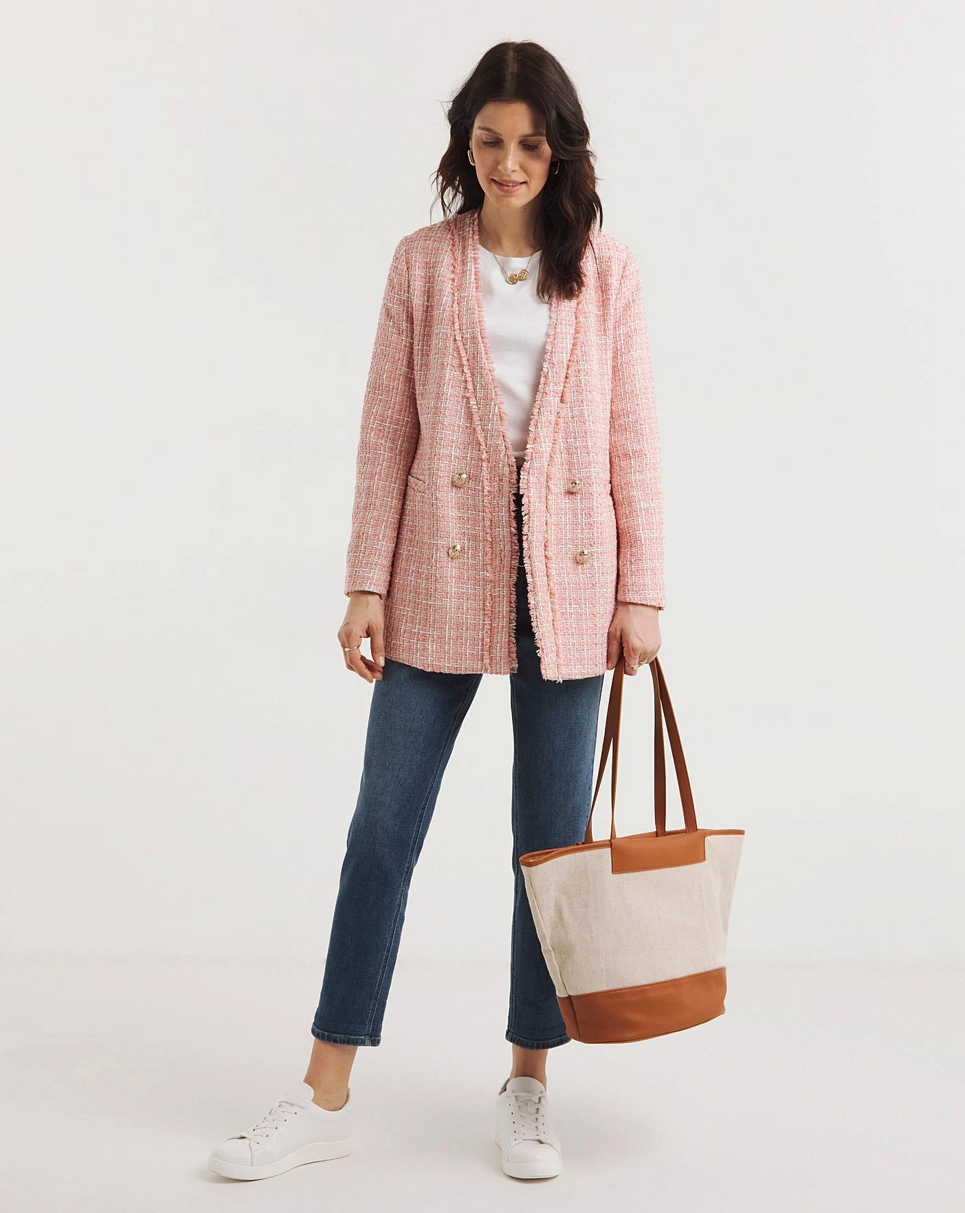 Rose Collarless Boucle Blazer 4 Rose Collarless Boucle Blazer - Image 4