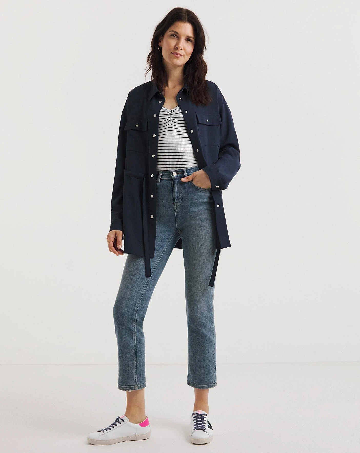 Deep Navy Tie Waist Overshirt 4 Deep Navy Tie Waist Overshirt - Image 4