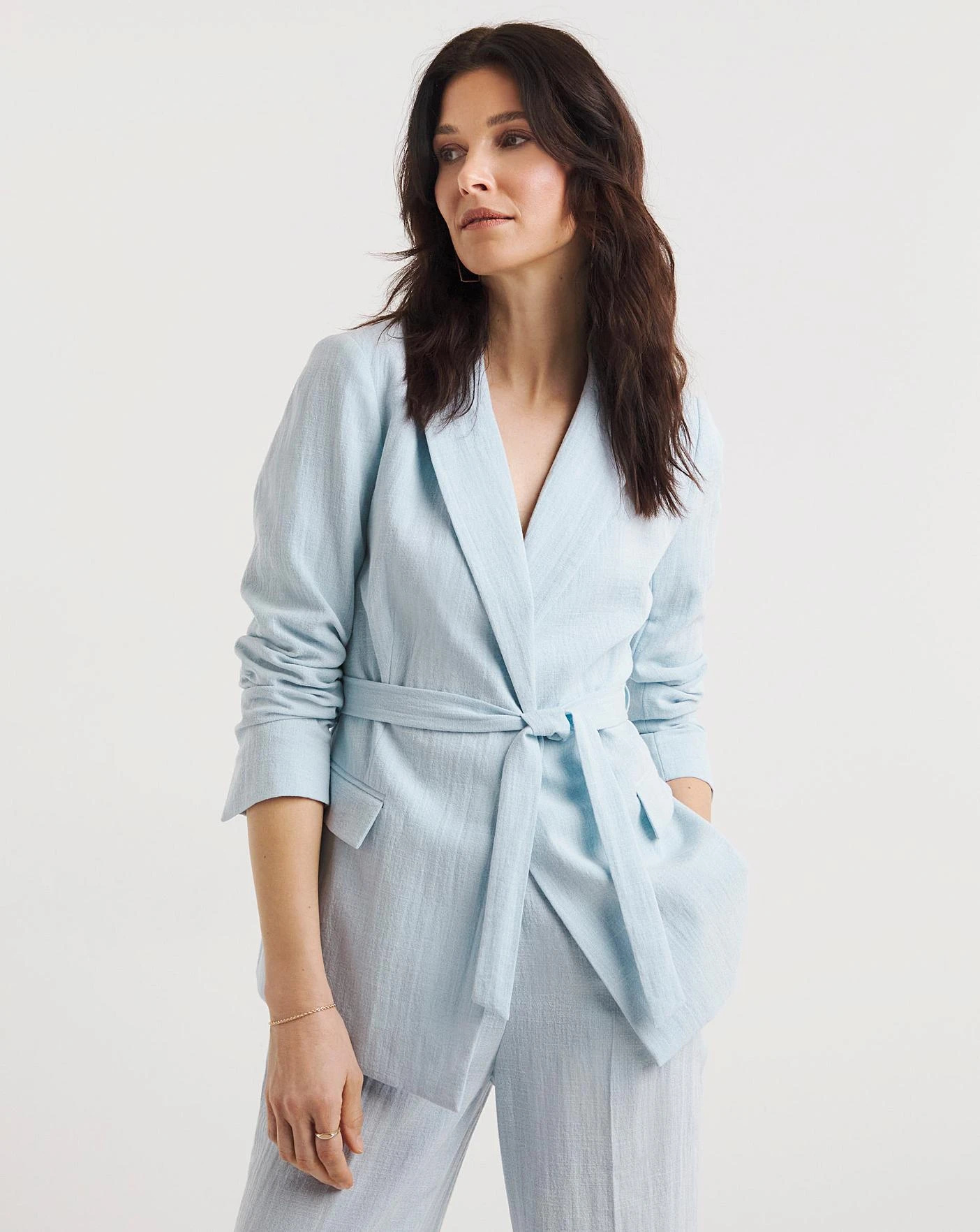 Sky Blue Tie Waist Blazer 1 Sky Blue Tie Waist Blazer