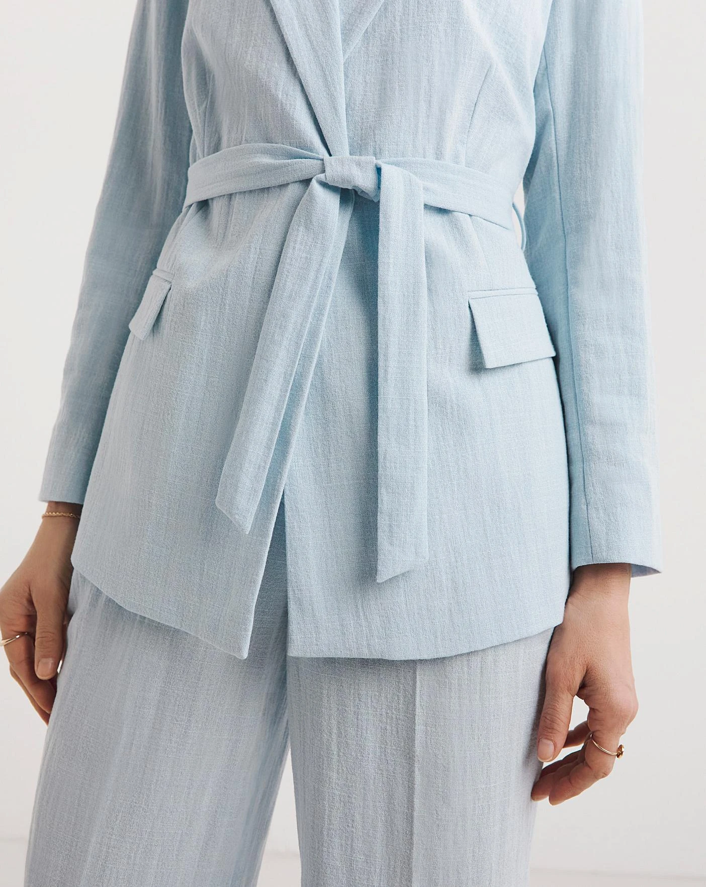 Sky Blue Tie Waist Blazer 4 Sky Blue Tie Waist Blazer - Image 4